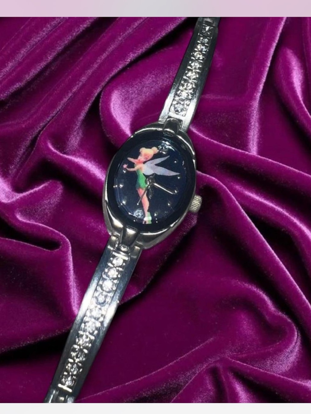 Vintage Disney Silver Tinker Bell Motif Women's Bracelet Watch - Silver